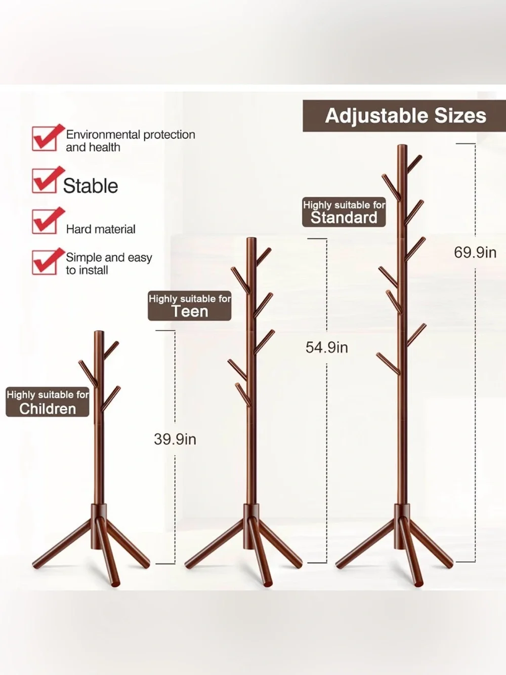 Brown Freestanding Coat Rack - 8-Hook Tree Design - New in box!
